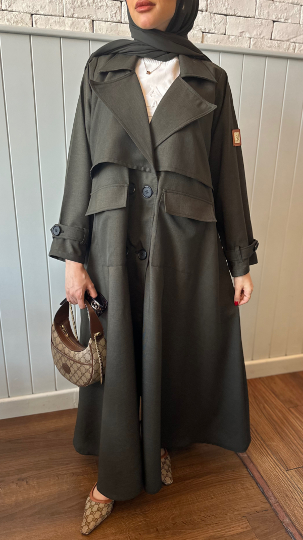 KHAKI GREEN TRENCH COAT