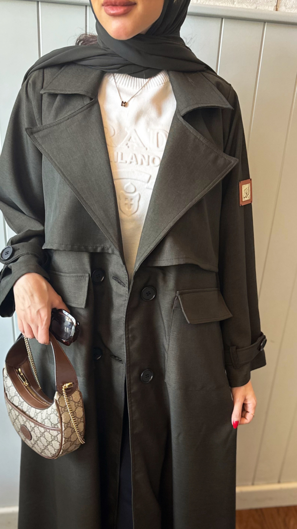 KHAKI GREEN TRENCH COAT
