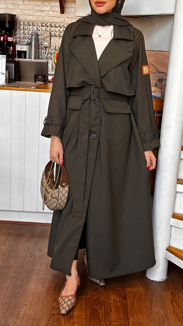 KHAKI GREEN TRENCH COAT