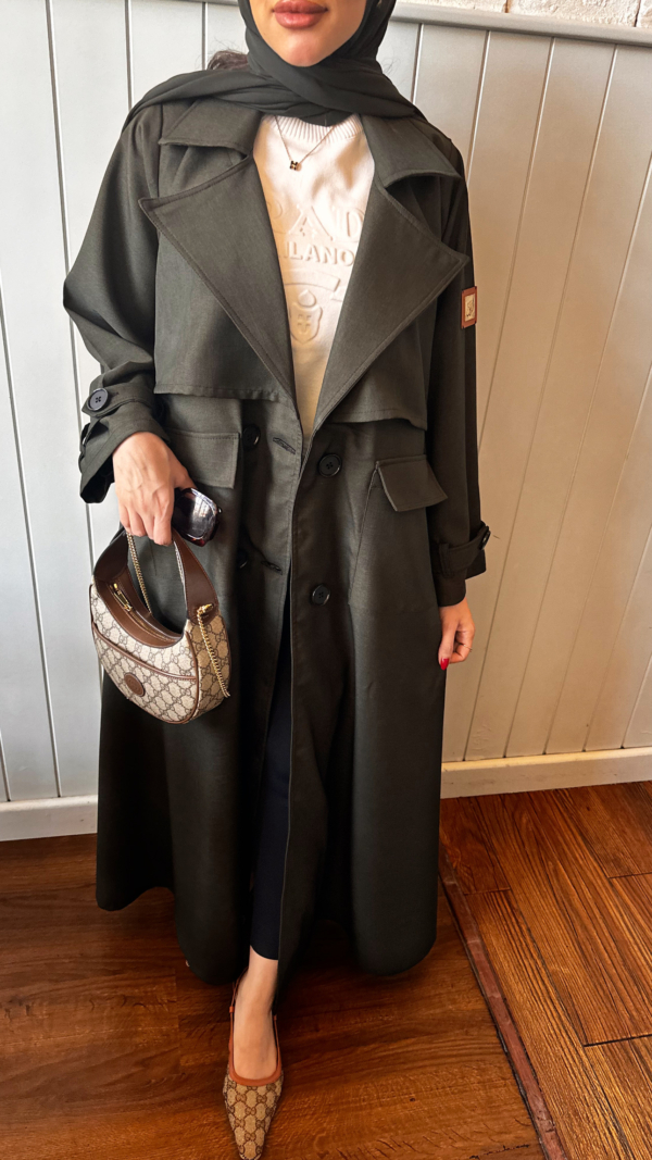 KHAKI GREEN TRENCH COAT